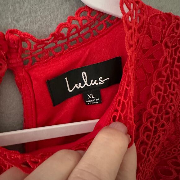 Lulus My Sweatheart Red Lace Mini Dress Size XL - Picture 7 of 14